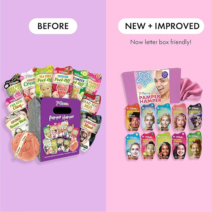 7th Heaven Pamper Hamper new improved letterbox-friendly packaging