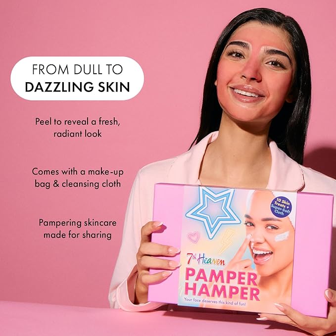 Woman holding 7th Heaven Pamper Hamper - from dull to dazzling skin